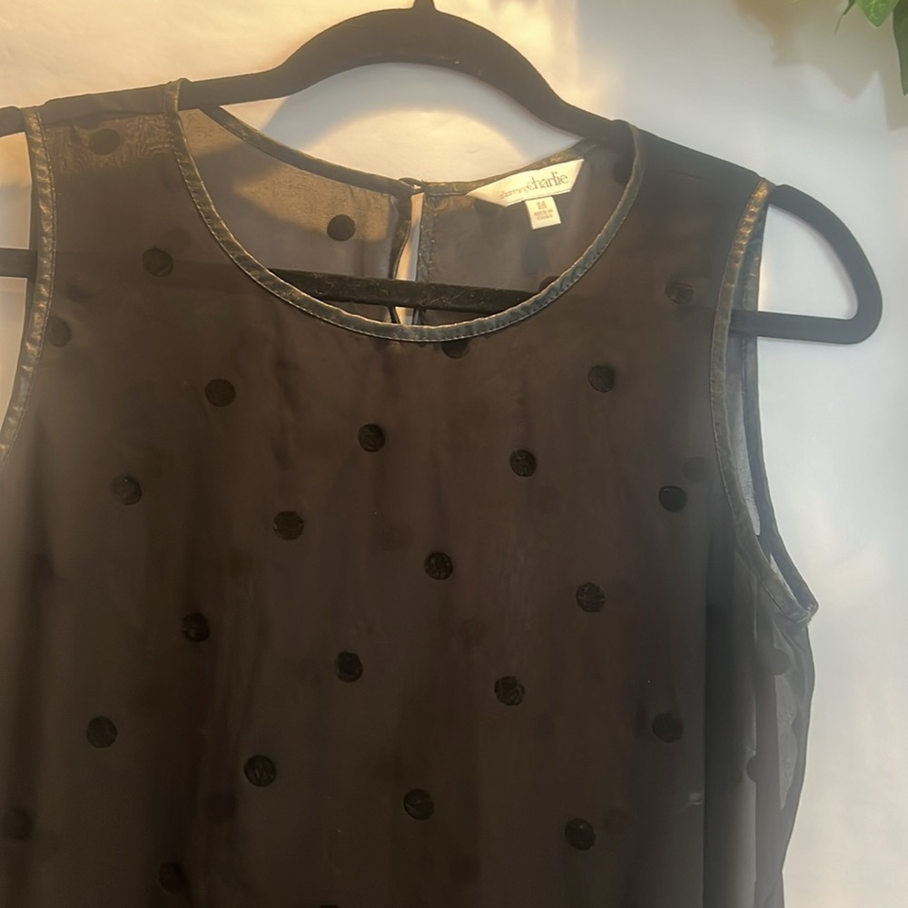 Charming, Charlie polkadotted black blouse sheer - Picture 2 of 6
